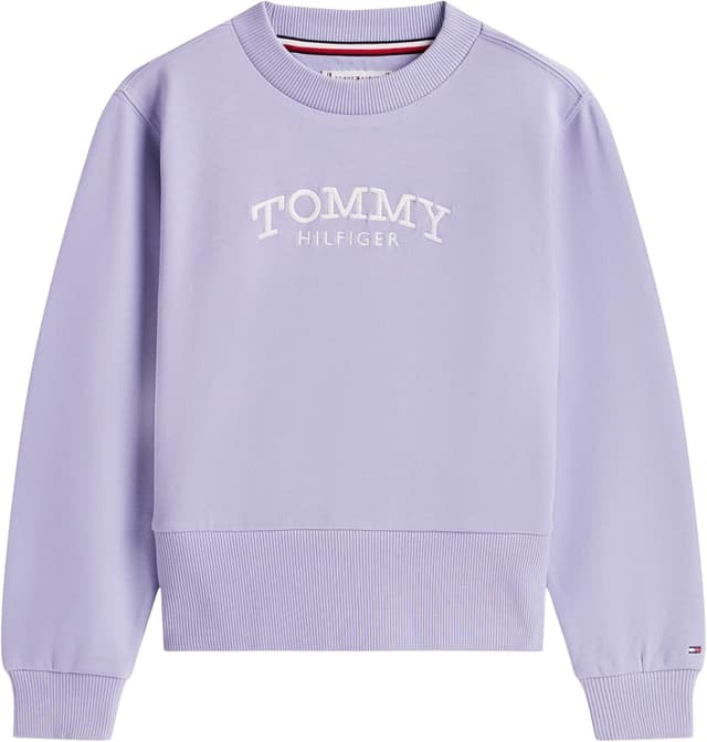 Detalle de Tommy Hilfiger High Rib Hem Crew Neck Kg0kg08989 felpa pullover per bambine e ragazze