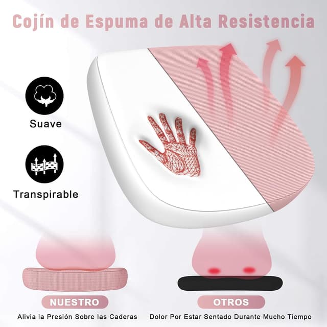 Thumbnail 5 de naspaluro Silla de Oficina Ergonómica Giratoria Rosa