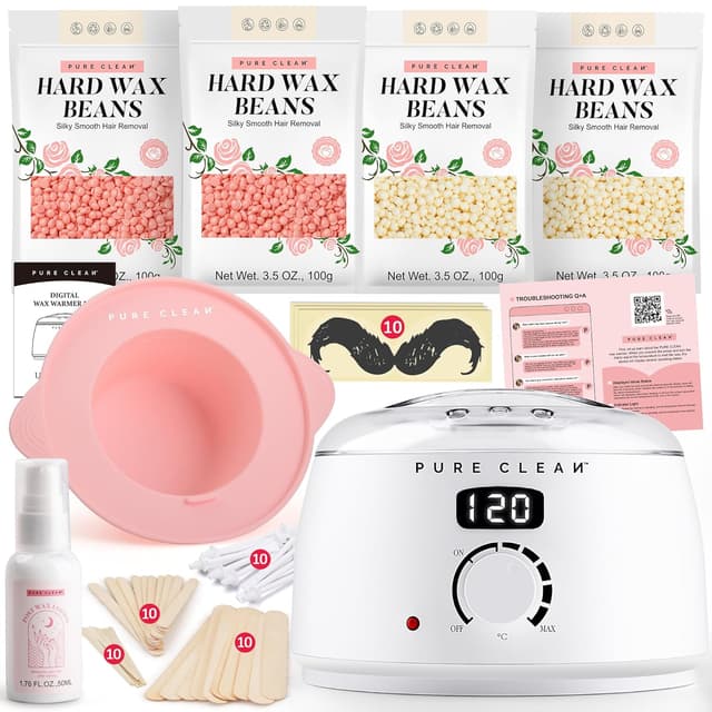 Detalle de PURECLEAN Waxing Set – Schnell Aufheizender Digitaler Wax Maschine – 4 Packungen Wachsperlen, Nachwachslotion, Silikonschale – 59 Artikel für alle Haartypen – Gesicht, Brazilian Bikinizone, Körper
PURECLEAN Waxing Set – Schnell Aufheizender Digi…