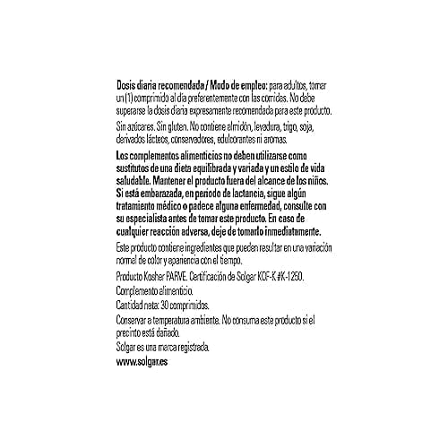 Detalle 2 de Solgar L-Carnitina 500 mg - 30 Comprimidos 🟠