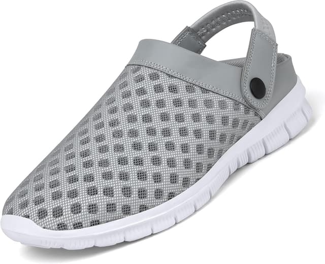 Detalle de SAGUARO Unisex Clogs & Sommer-Hausschuhe (leicht, grau) – Gr. 36–48