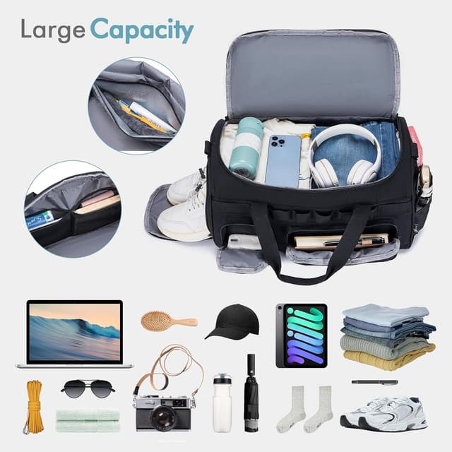 Detalle de BAGZY Herren Arbeitstasche 40 l – taktische Reisetasche mit Rucksackfunktion, Schuh- und Nassfach