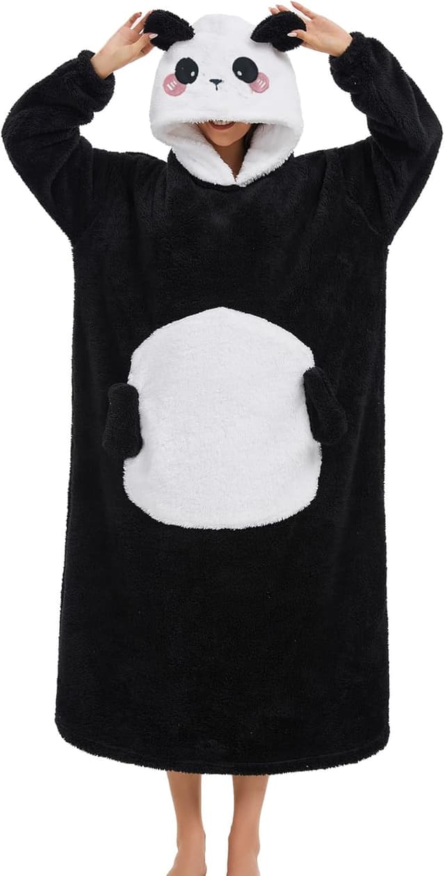 Detalle 1 de Kuscheldecke mit Ärmeln und Kapuze für Winter