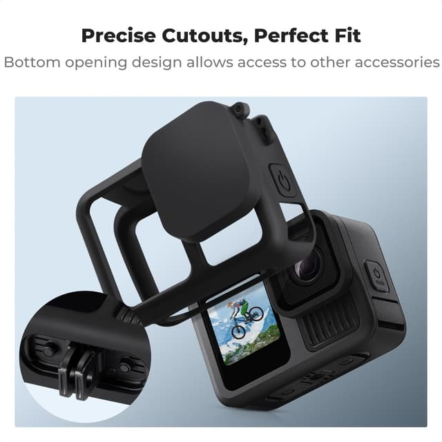 Detalle 1 de K&F CONCEPT Silicone Sleeve Case Kit for GoPro Hero 13 Black (battery side cover, lens caps, screen protectors & lanyard)