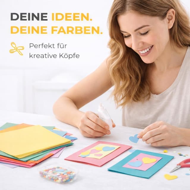 Detalle de DIYtastic 100x buntes Papier (140 g/m²) für Drucker & Basteln – Tonpapier in Farben