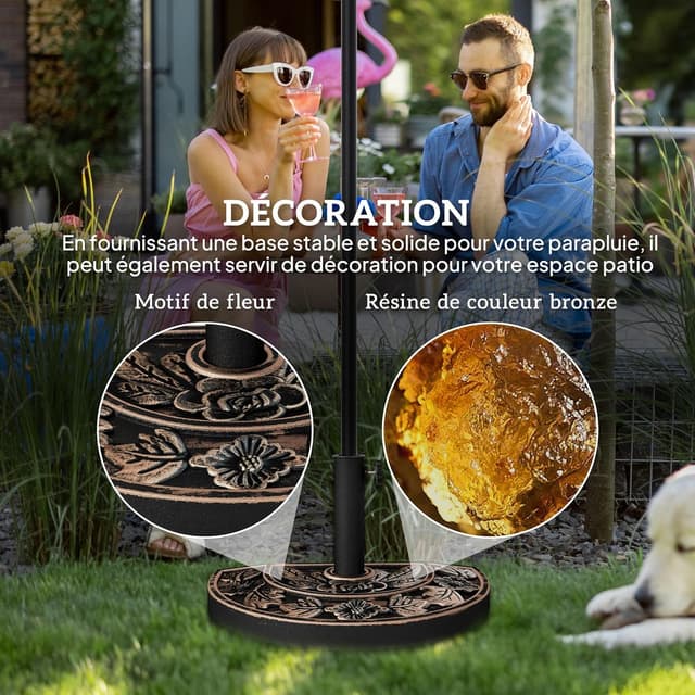 Thumbnail 2 de Outsunny Base Parasol Demi-Cercle 9 kg Bronze