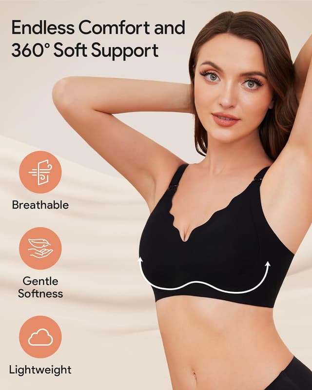 Detalle de HBselect Still-BH ohne Bügel für Schwangerschaft und Stillzeit – nahtlos mit Silikonstreifen & zusätzlicher BH-Verlängerung