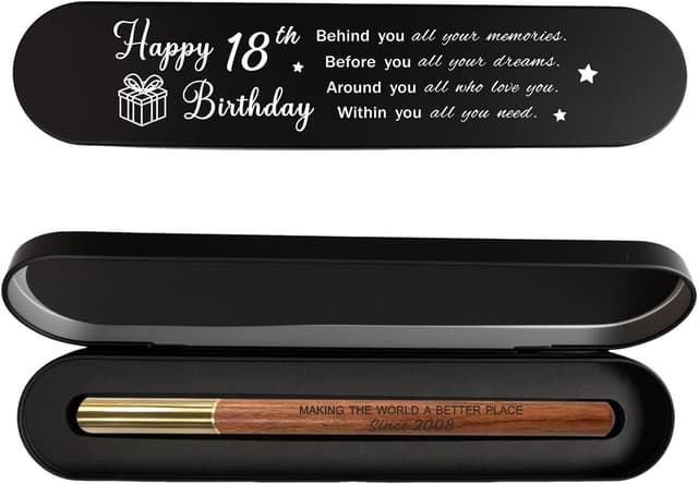 Detalle de iyaone 18th Birthday Gift for 2008 Teens – Laser-Engraved Wooden Gel Pen in Keepsake Box