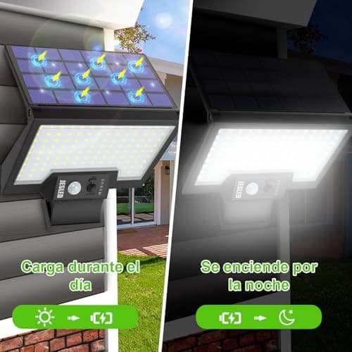 Detalle de JESLED Luz Solar Exterior con Sensor de Movimiento y 108 LEDs (giratoria, 4 modos, IP65)
