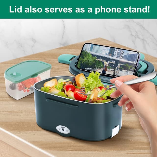 Detalle de Gentre Lunch Box Elettrico portatile 4 in 1 con scaldavivande 1,5 L (12V/24V/220-240V) in acciaio inox