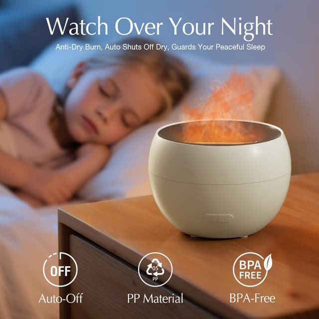 Detalle 2 de SALKING Aroma Diffuser mit Flammeneffekt – Aromatherapie-Diffusor & Raumbefeuchter (2er-Set)