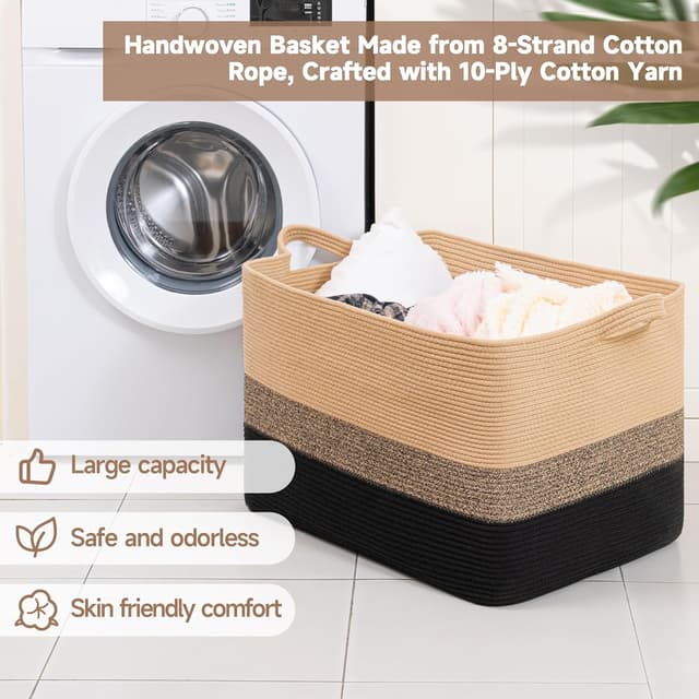 Thumbnail 1 de CLHMILY&Z Square Cotton Rope Storage Basket 110L