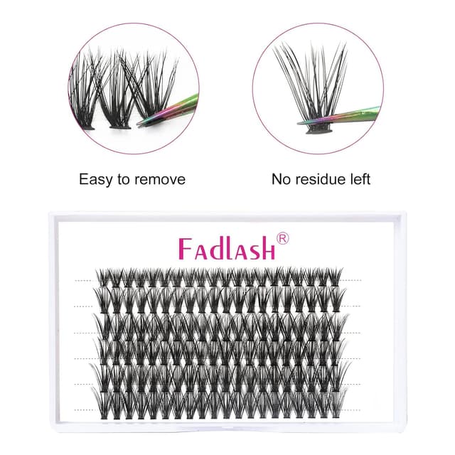 Detalle de Fadlash Cluster Wimpern (40 Wurzel) D Curl 0,07 mm – 12 mm, mittlere Länge, 120 pcs für DIY