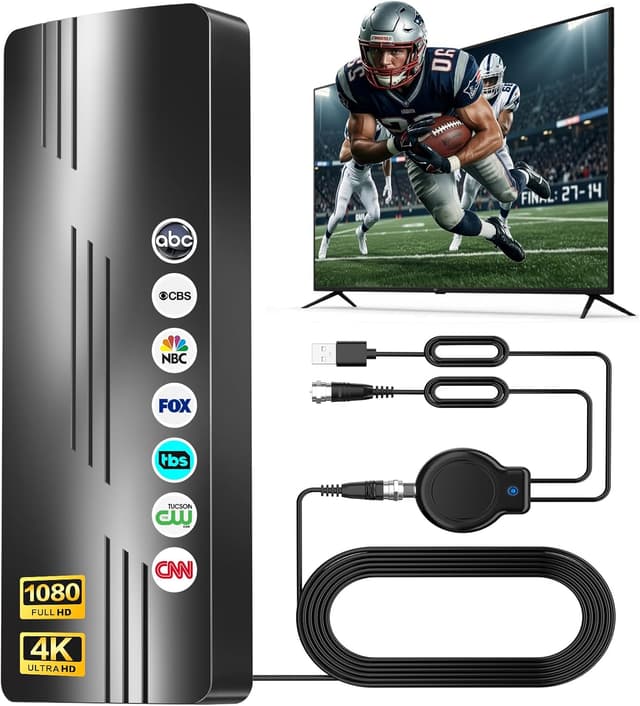 Detalle de PVBKZ 2026 Upgraded Indoor/Outdoor TV Antenna with 39ft Coaxial Cable and Amplified Booster