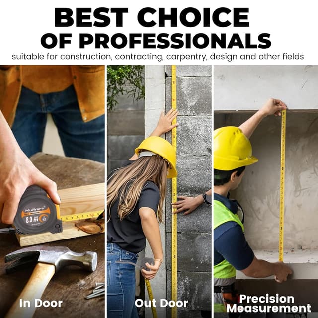 Thumbnail 5 de MulWark 8m tape measure Dual-scale, magnetic hook 📏