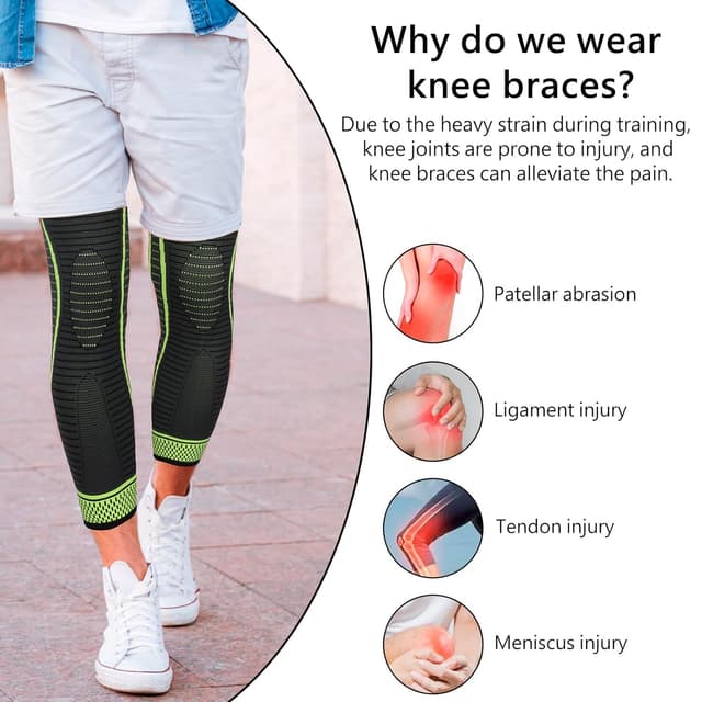 Detalle de Ruilaibao Full Leg Compression Sleeves (2 Pack) with Adjustable Wraps – Green, X-Large