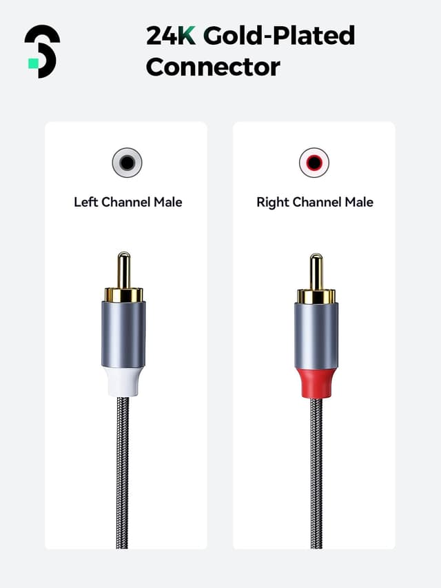 Detalle 2 de SOOMFON Phono to Phono RCA Cable 24K Gold