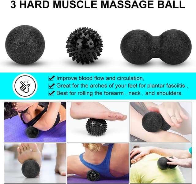 Detalle de Whole Body Foam Roller Set (High Density Roller + Muscle Stick + Plantar Fasciitis Ball + Strap)