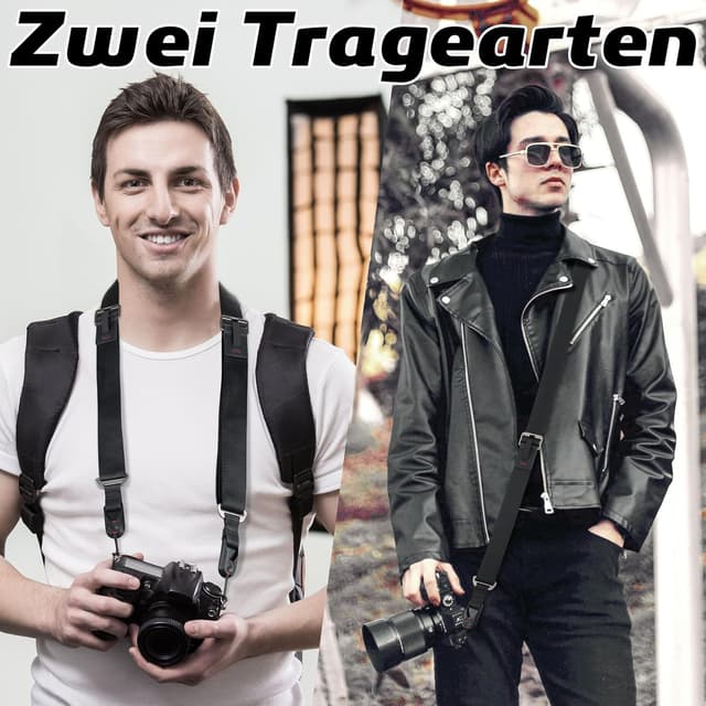 Detalle de Sunya Kameragurt mit Schnellverschluss aus Nylon, einhändige Längeneinstellung (max. 90 kg, Schwarz)