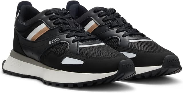 Detalle 2 de BOSS Jonah Runn – baskets homme noires style course, semelle extérieure en gomme EVA