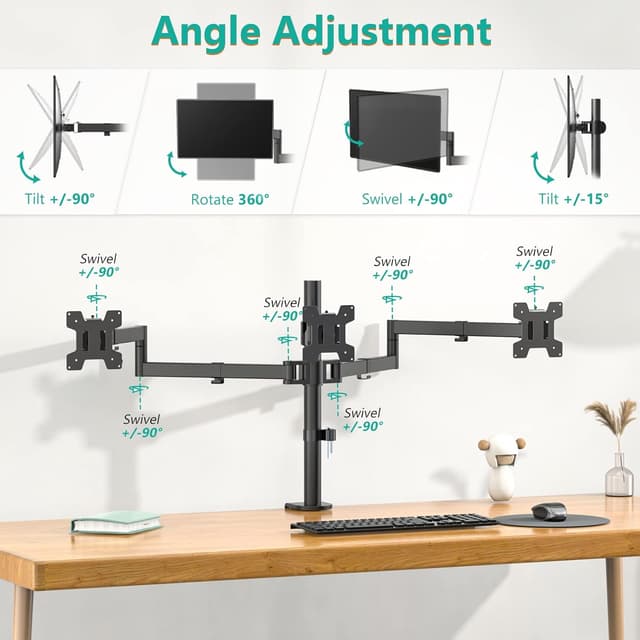 Thumbnail 3 de WALI M003S Triple Monitor Mount 27"