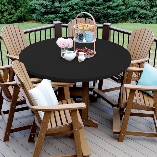 Detalle de Enjoyidea Fitted Round Table Covers (60 Inch) — Black Spandex, 4-Pack