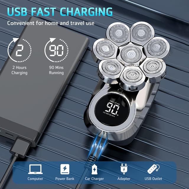 Thumbnail 4 de Electric 8D Head Shaver 6-in-1, Waterproof