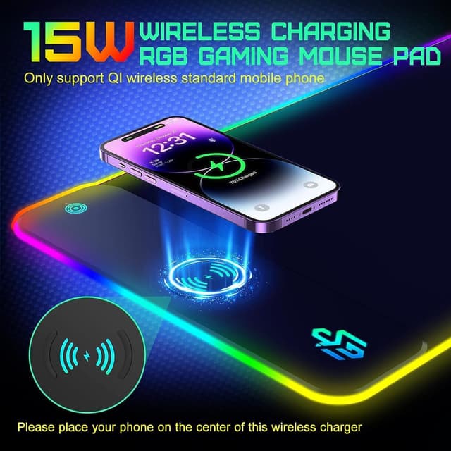 Thumbnail 3 de GIM Wireless Charging RGB Mouse Pad 15W