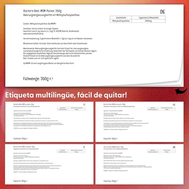 Thumbnail 4 de Doctor's Best MSM Powder con OptiMSM 🌿, 250g Vegano, Sin Gluten