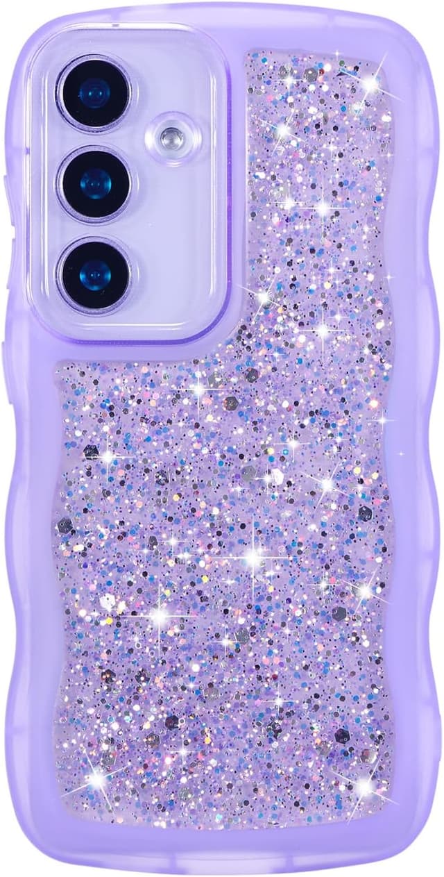 Detalle de ZTOFERA Galaxy A17 5G Case (6.7-inch) — Glitter Curly Wavy TPU Protective Cover, Purple