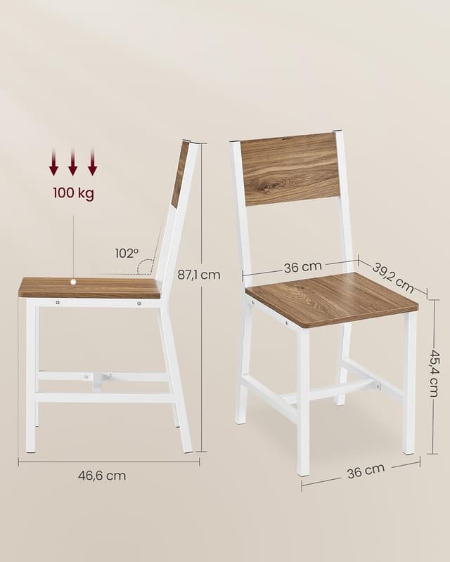 Thumbnail 2 de VASAGLE LDC092W01 Set 2 sedie da pranzo 102°