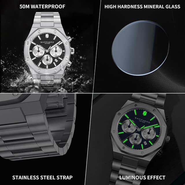 Thumbnail 6 de SAPPHERO Montre Homme Octogonale 50m