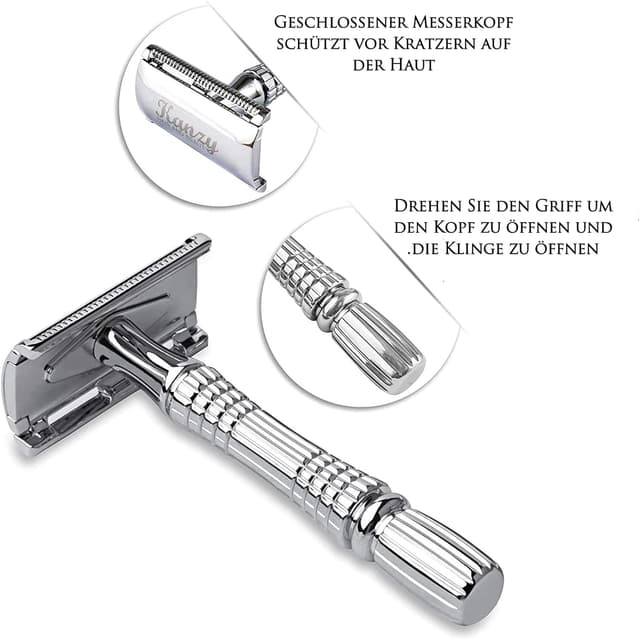 Detalle 2 de KANZY Rasierhobel Safety Razor Set 10 Klingen