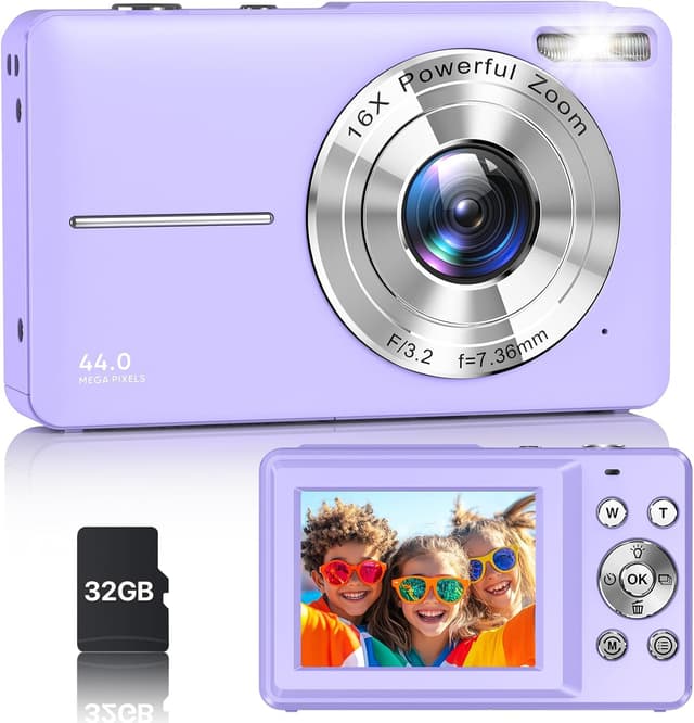 Detalle de Digital Camera (Latest FHD 1080P) with Built-in Fill Light, 16X Zoom, SD Card Anti-Shake — Point-and-Shoot for Teens, Kids, and Beginners