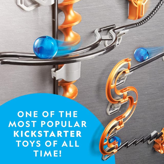 Detalle de National Geographic Magnetic Marble Run (Blue Marble) — 150-Piece STEM Magnetic Track Building Set for Kids & Adults