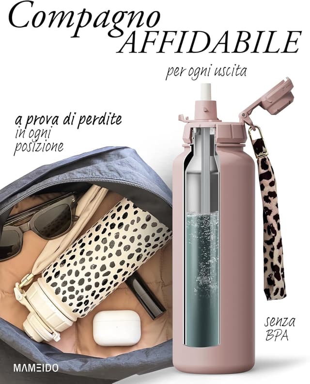 Detalle de MAMEIDO borraccia termica 700 ml con cannuccia