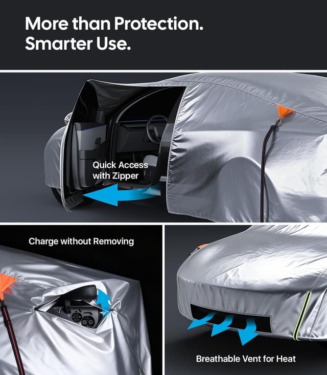 Detalle 2 de Wigoo Tesla Model 3 Car Cover Accessories (2017–2026) — custom-fit all-weather outdoor protection