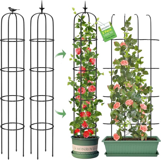 Detalle de MQUPIN Garden Obelisk Upgraded – Adjustable U-shaped climbing plant tower trellis, 189cm
