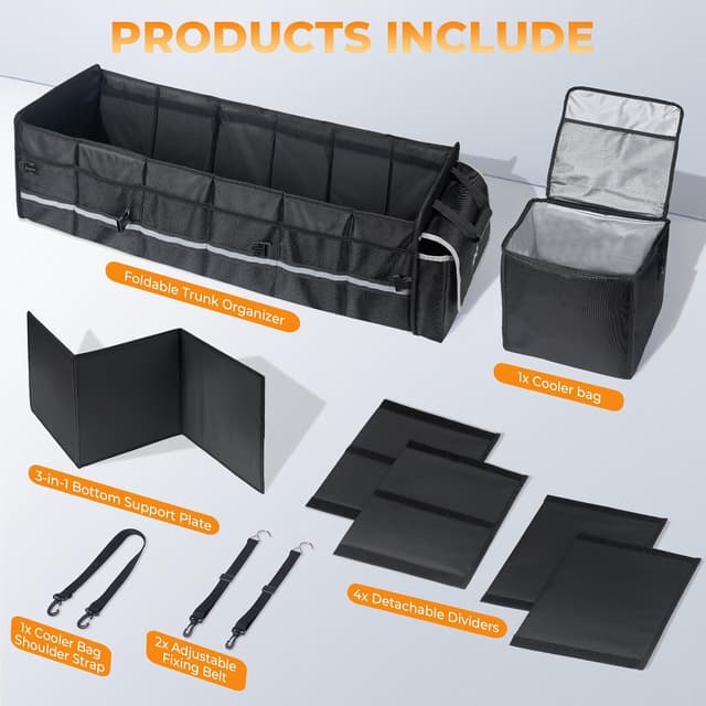 Thumbnail 6 de HIRALIY 4-in-1 Car Trunk Storage Organizer with Leakproof Cooler Bag (1680D Oxford)