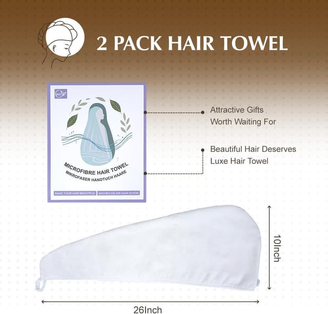 Detalle de Microfibre hair towel wrap 2 pack