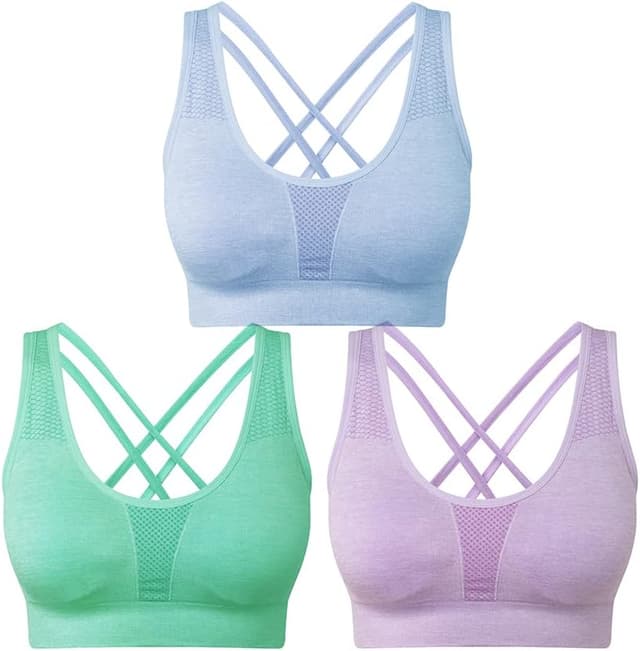 Thumbnail 6 de SEGRILA Women’s Sports Bras 3 Pack with Crisscross Back and Removable Pads