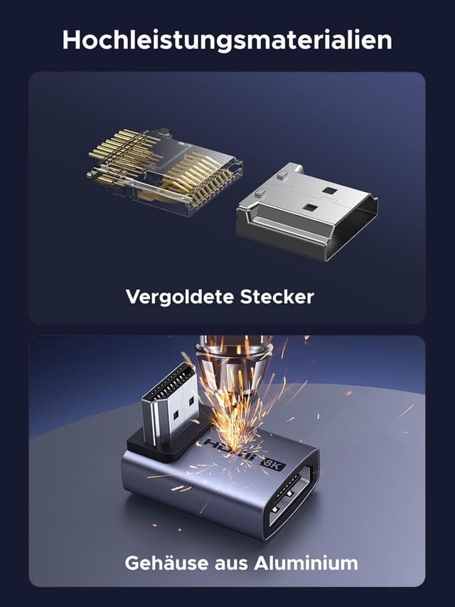 Thumbnail 6 de UGREEN 8K HDMI Adapter (Winkelstecker 90°/270°, HDMI 2.1) für 8K@60Hz & 4K Gaming