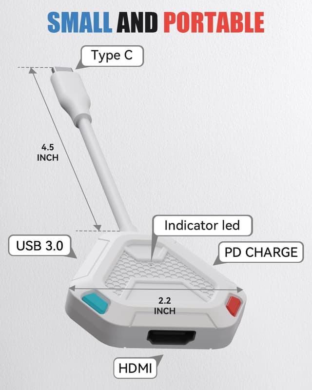 Detalle de Sehawei 3-in-1 Switch Dock für OLED – portabler TV-Adapter mit 4K HDMI, USB 3.0 und USB-C PD 2.0