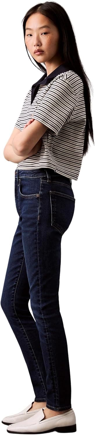 Detalle de Calvin Klein Donna Jeans Skinny Blue Orbit, vita media