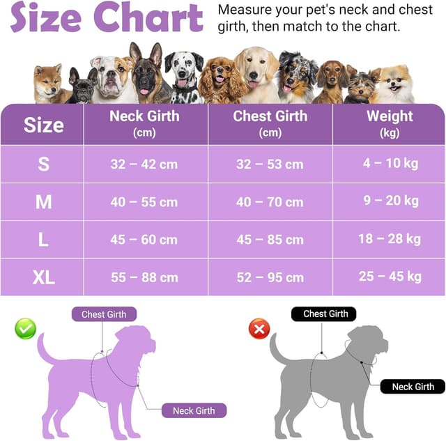 Detalle de Funfox Dog Harness Medium (Purple M) No Pull Harness with Front Clip & Vertical Handle