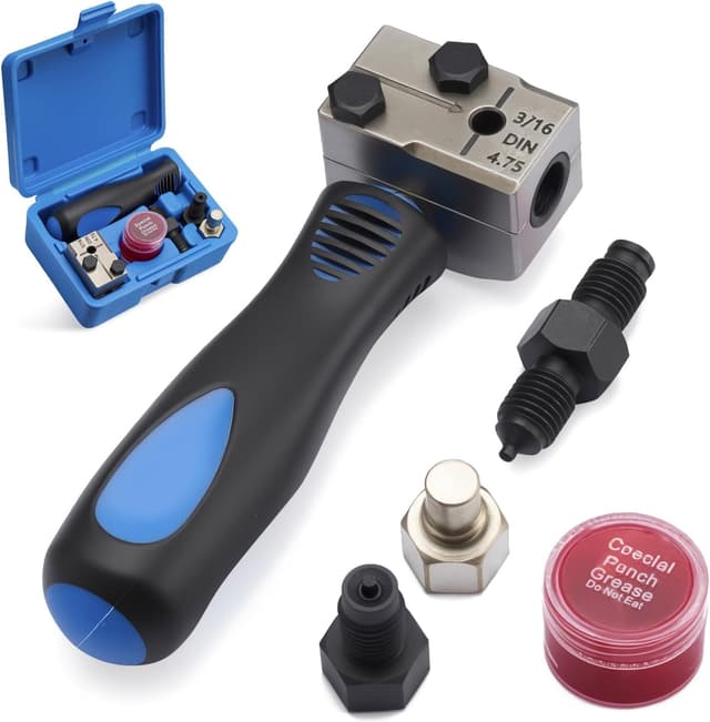 Detalle de Wvoillty Doppel-Bördelwerkzeug für DIN-Bremsleitungen (3/16") – Reparatursatz für Kupfer-, Nickel- und Stahlrohre