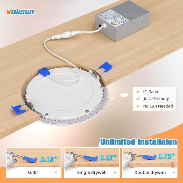 Thumbnail 6 de VOLISUN 24-Pack 6-Inch Recessed Lighting with Junction Box, 5CCT Selectable LED Downlights
