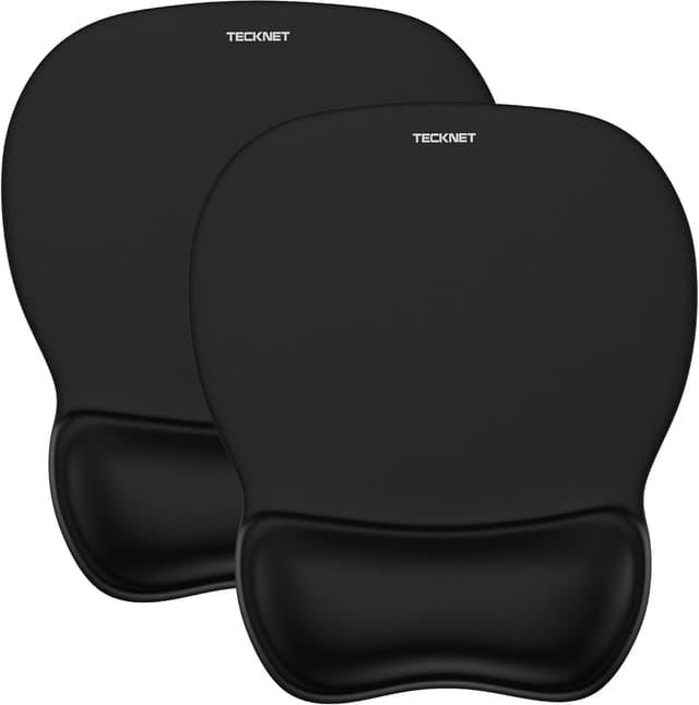 Detalle de TECKNET Mauspad mit Gel-Handgelenkauflage (2 Stück) – rutschfeste PU-Basis für Büro, Laptop & Gaming