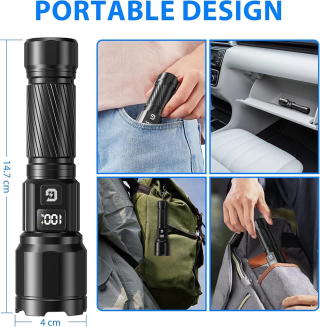 Detalle de GEARLITE Taschenlampe LED Zoom IP65 2 Stück