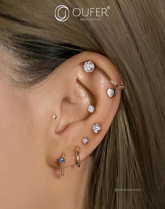 Thumbnail 6 de OUFER barre labret / piercing lèvre en titane avec écrous push-in, 16G (5/6/8/10/12 mm) pour helix, tragus et cartilage